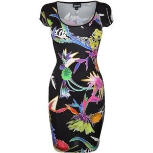 Just Cavalli Neon Tropical Print Bodycon Dress